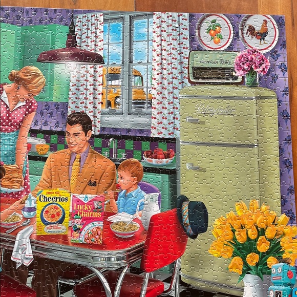 White Mountain Breakfast Table Retro Kitchen Family Puzzle Jigsaw 1000 Pieces - Picture 9 of 12